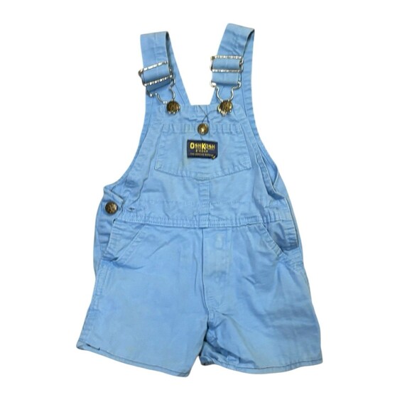VTG Oshkosh B’Gosh Vestback Overalls Light Blue Khaki Size 2T USA - Picture 1 of 4